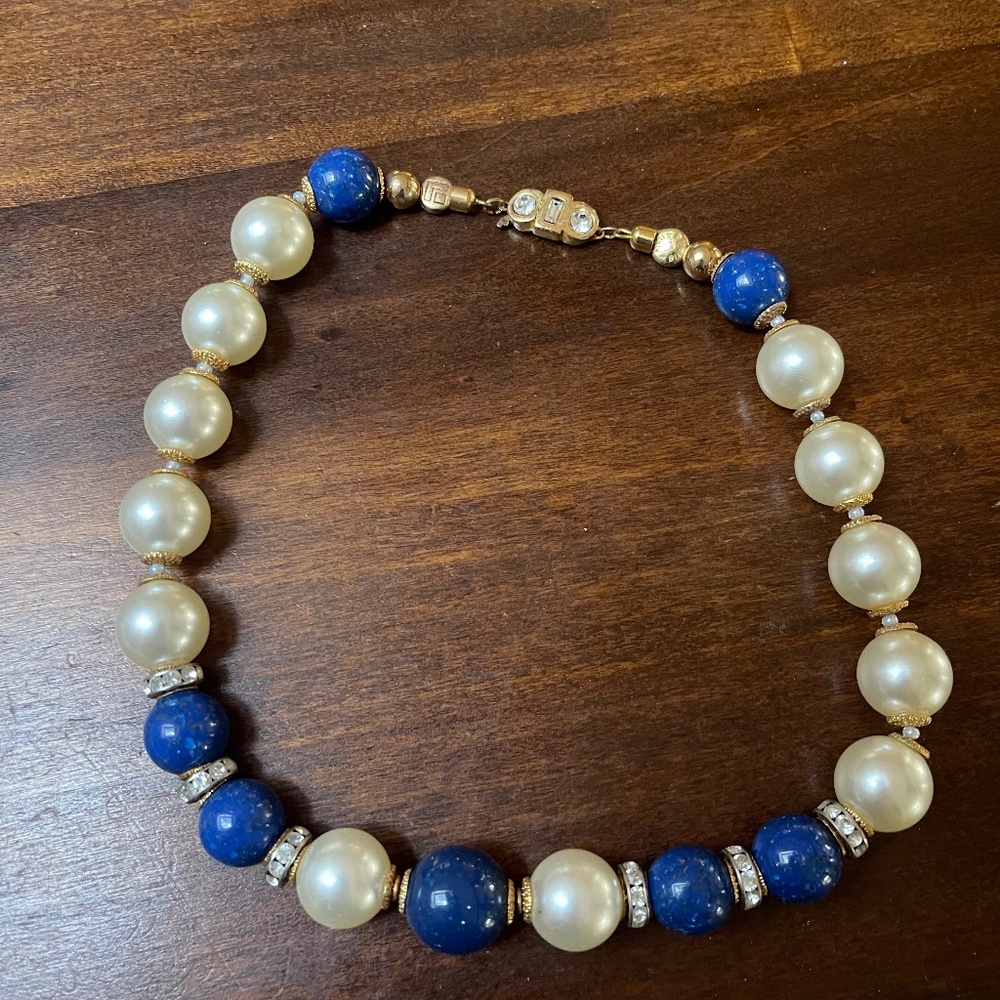 Blue & White "Pearl" Necklace